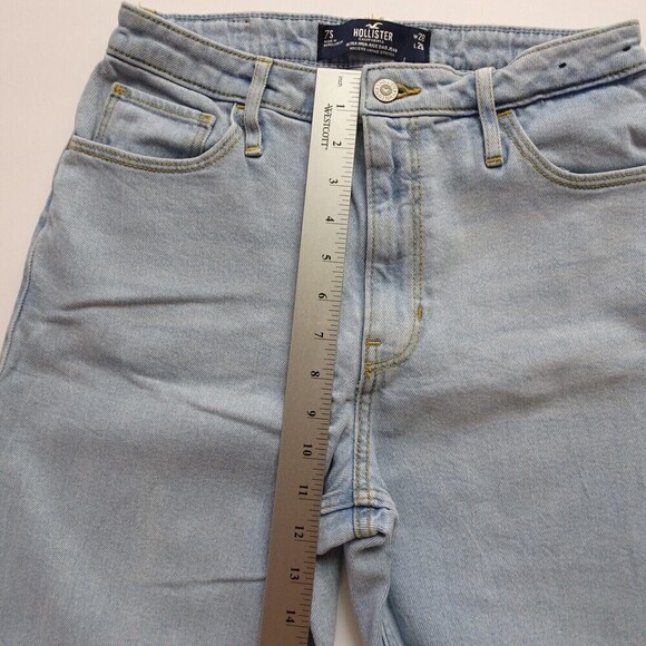 HOLLISTER Women's Jeans Cuffed Ankle Denim Stretch Light Wash Relaxed W28 L29 - Picture 9 of 13